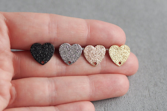 5 Paar Herz Ohrstecker, strukturiert Edelstahl, Gold Silber Roségold Schwarz, Schmuckzubehör