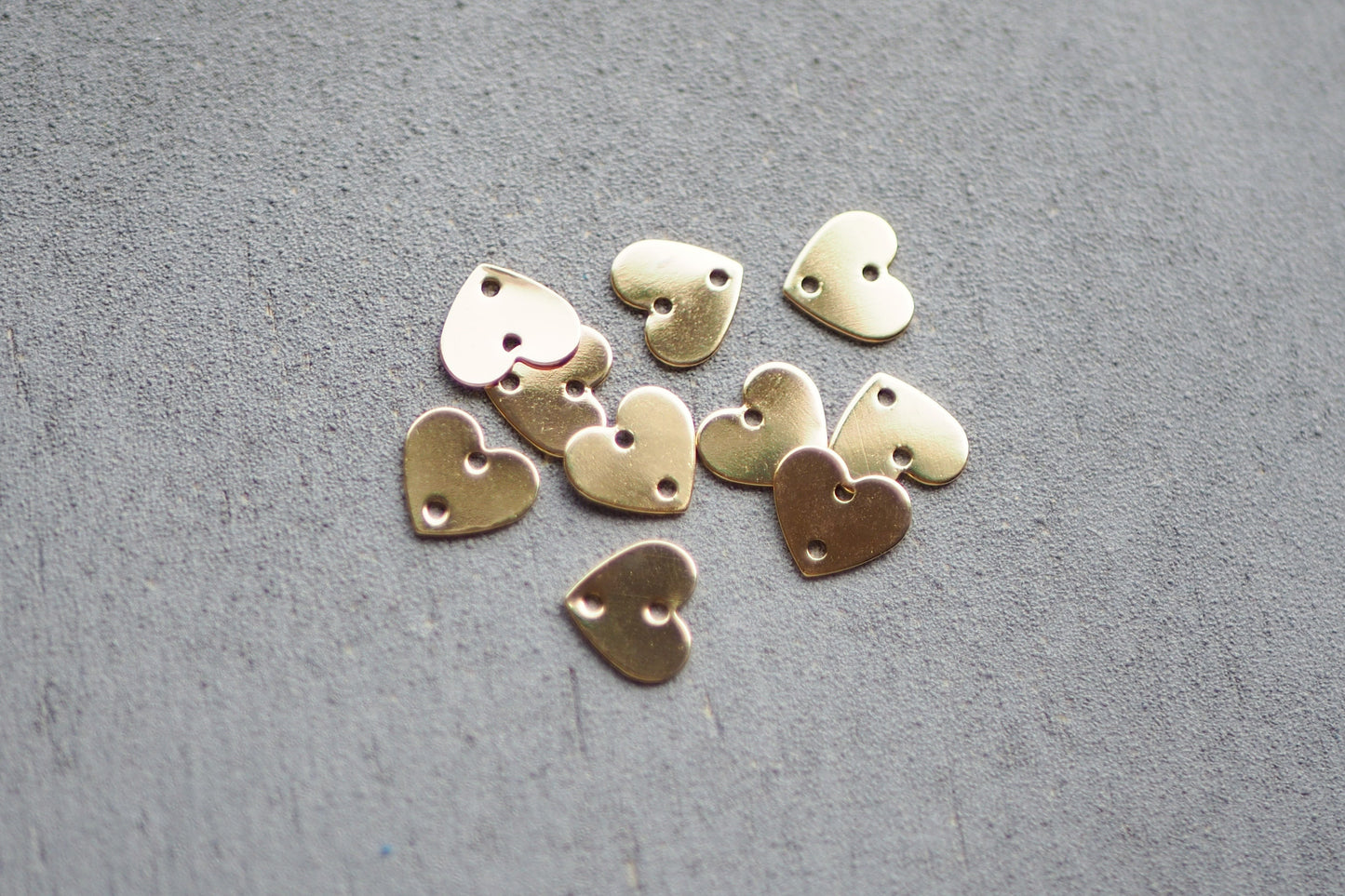10 Herz Verbinder, 11mm o. 18mm, echt vergoldetes Messing, Valentinstag Liebe Schmuckzubehör 18 Karat Gold