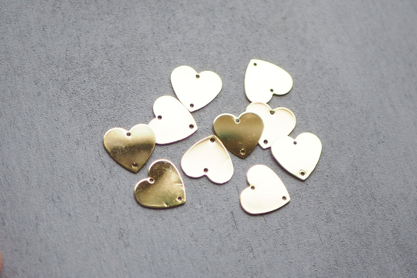 10 Herz Verbinder, 11mm o. 18mm, echt vergoldetes Messing, Valentinstag Liebe Schmuckzubehör 18 Karat Gold