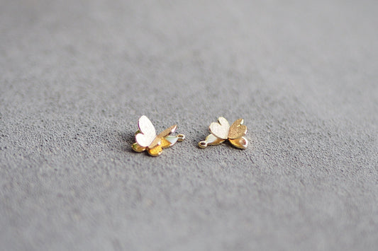 10 Schmetterling Anhänger aus Messing, 8x10mm, 18 Karat echt vergoldet, Flügel Frühling Butterfly Charm, Schmuckzubehör