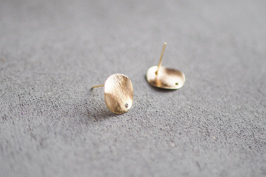 5 Paar 12mm gewellte Ohrstecker aus Messing, 18 Karat echt vergoldet, gebürstete Oberfläche, Gold Schmuck Ohrringe, Schmuckzubehör