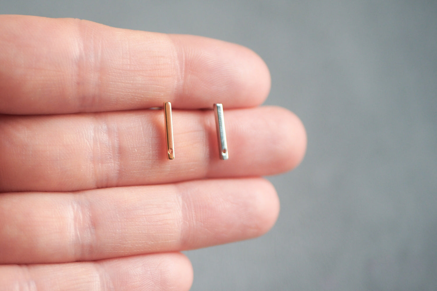 5 Paar Stab-Ohrstecker aus Messing, echt vergoldet o. platiniert, Gold oder Silber, minimalisch, modern, zeitlos, Schmuckzubehör Ohrringe