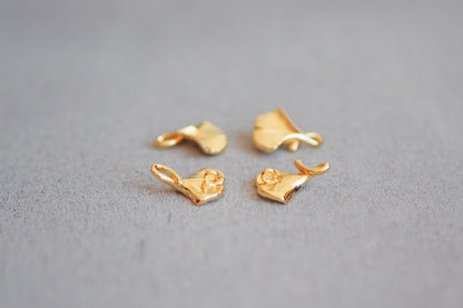 10 Ginkgo Blatt Verbinder, 14mm x 12mm, 18 Karat echt vergoldet, Ginkgoblatt Blätter Laub Herbst, Schmuckzubehör Gold