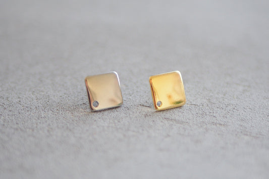 5 Paar eckige Ohrstecker aus Edelstahl, Gold oder Silber, gebogenes Quadrat, quadratsich minimalistisch geometrisch schlicht, Schmuckzubehör