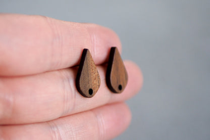 10x Holz Ohrstecker eckige Tropfen, 17mm x 11mm, Schmuckzubehör für DIY Schmuck, Walnuss Holz Ohrringe Ohrschmuck
