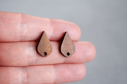 10x Holz Ohrstecker eckige Tropfen, 17mm x 11mm, Schmuckzubehör für DIY Schmuck, Walnuss Holz Ohrringe Ohrschmuck