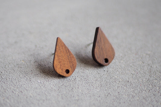 10x Holz Ohrstecker eckige Tropfen, 17mm x 11mm, Schmuckzubehör für DIY Schmuck, Walnuss Holz Ohrringe Ohrschmuck