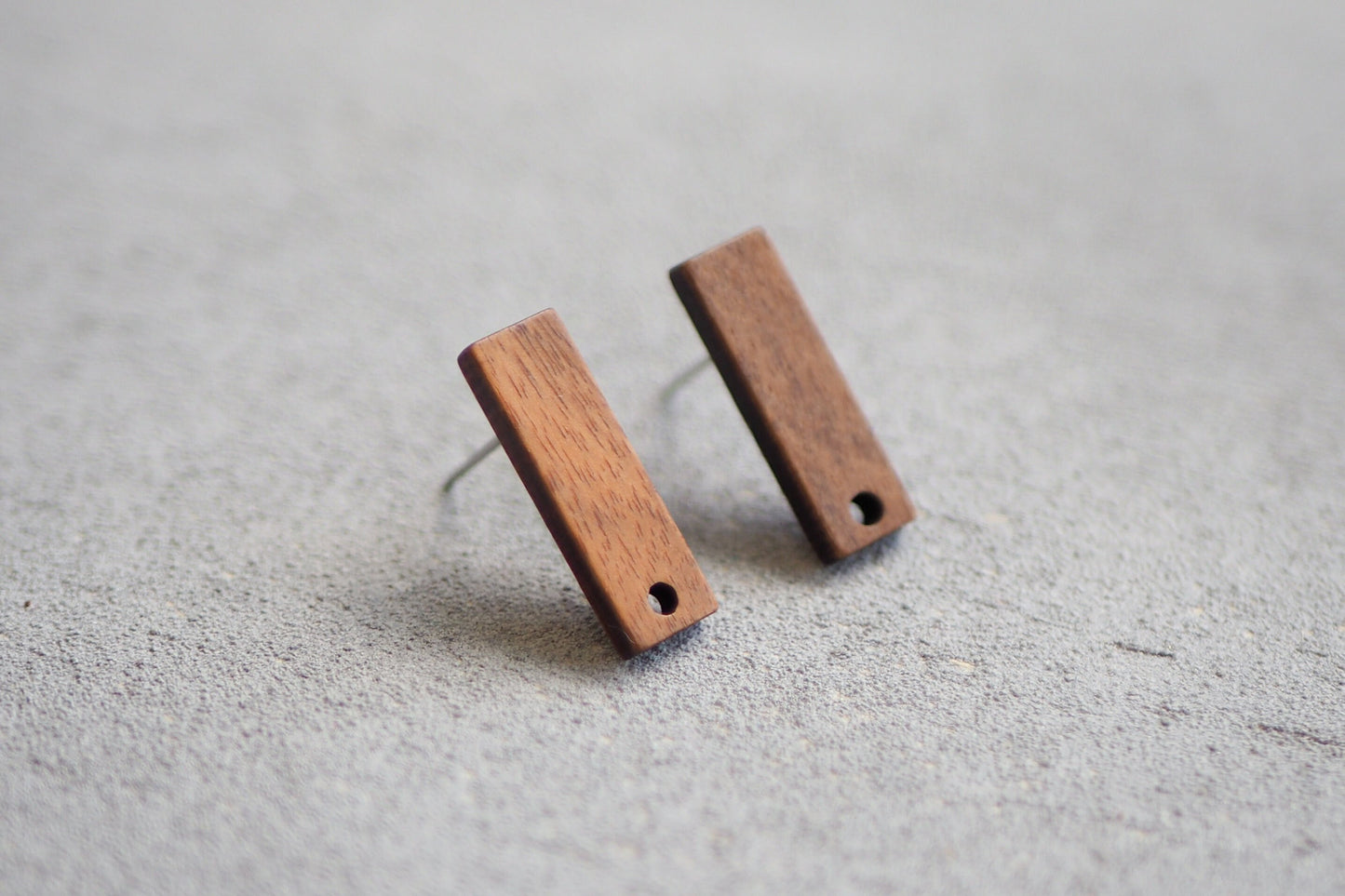 10x Holz Ohrstecker rechteckig, 20mm x 6,5mm, Schmuckzubehör für DIY Schmuck, Rechteck Viereck  Walnuss Holz Ohrringe Ohrschmuck