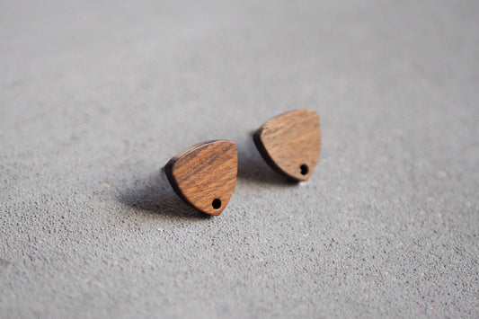 10x Holz Ohrstecker dreieckig, 14mm x 13mm, Schmuckzubehör für DIY Schmuck, Dreieck Walnuss Holz Ohrringe Ohrschmuck