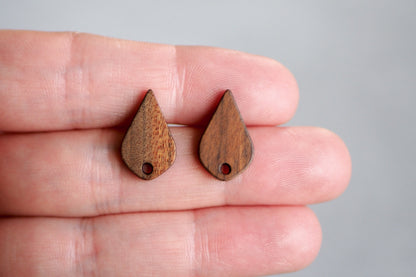 10x Holz Ohrstecker eckige Tropfen, 17mm x 11mm, Schmuckzubehör für DIY Schmuck, Walnuss Holz Ohrringe Ohrschmuck