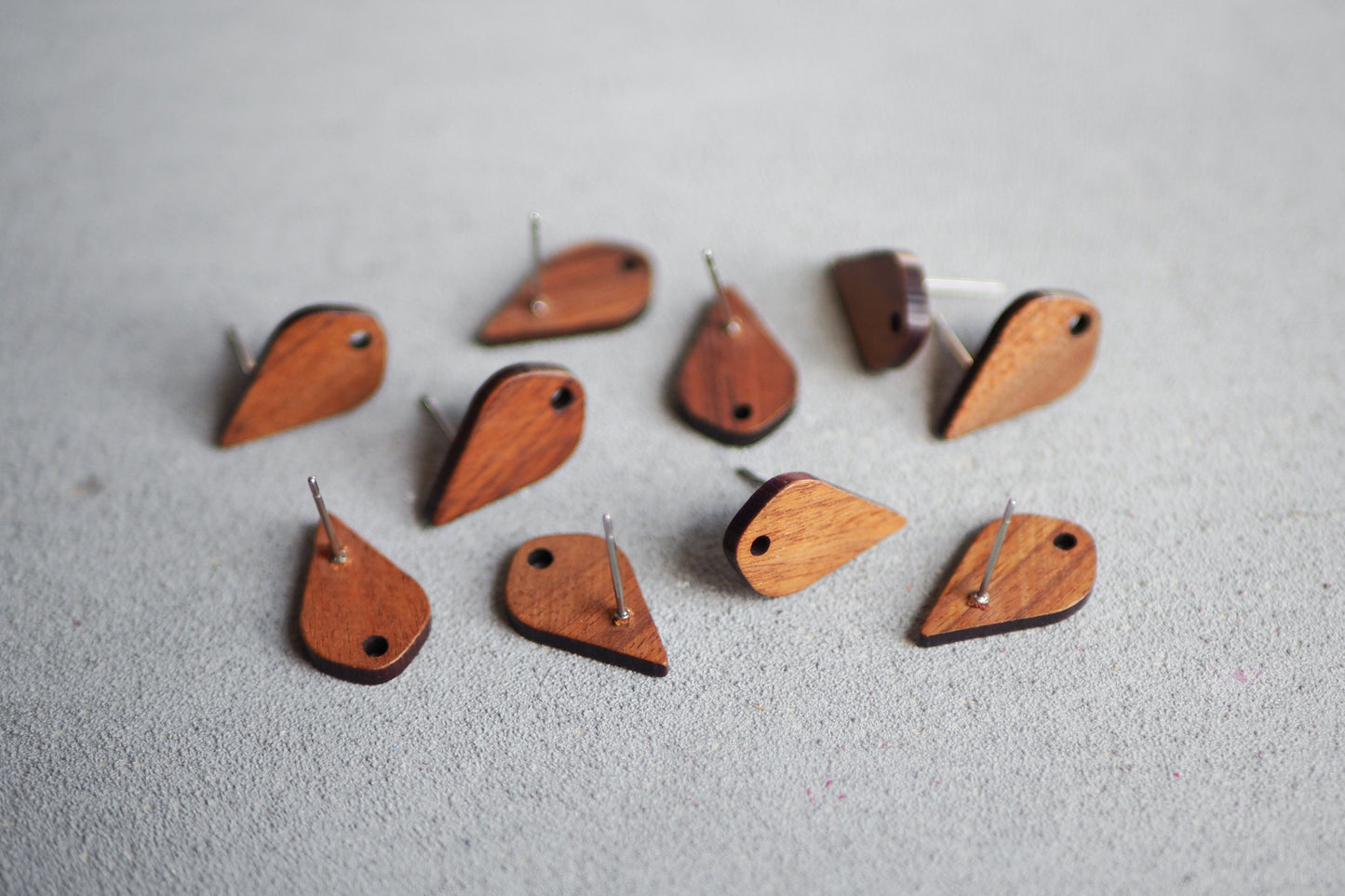10x Holz Ohrstecker eckige Tropfen, 17mm x 11mm, Schmuckzubehör für DIY Schmuck, Walnuss Holz Ohrringe Ohrschmuck
