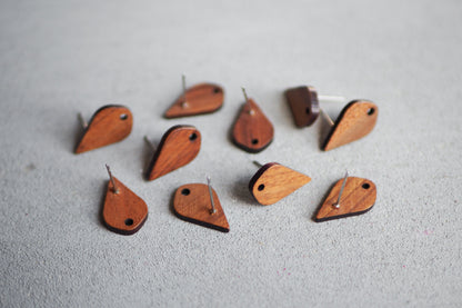 10x Holz Ohrstecker eckige Tropfen, 17mm x 11mm, Schmuckzubehör für DIY Schmuck, Walnuss Holz Ohrringe Ohrschmuck