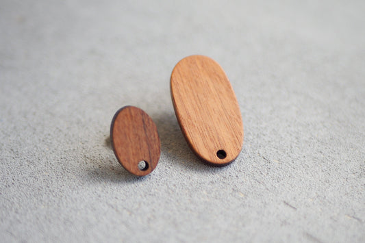 10x Holz Ohrstecker oval, 15mm / 27mm, Schmuckzubehör für DIY Schmuck, Oval Walnuss Holz Ohrringe Ohrschmuck