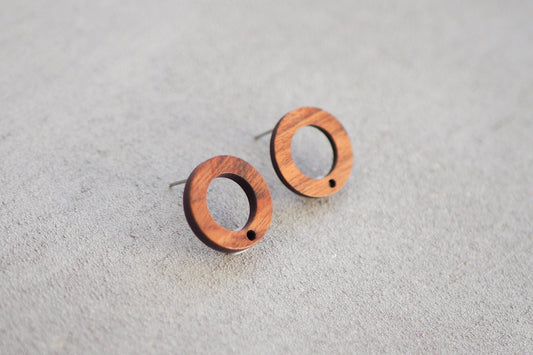 10x Holz Ohrstecker ringförmig, 18mm, Schmuckzubehör für DIY Schmuck, Kreis Rund Ring Walnuss Holz Ohrringe Ohrschmuck