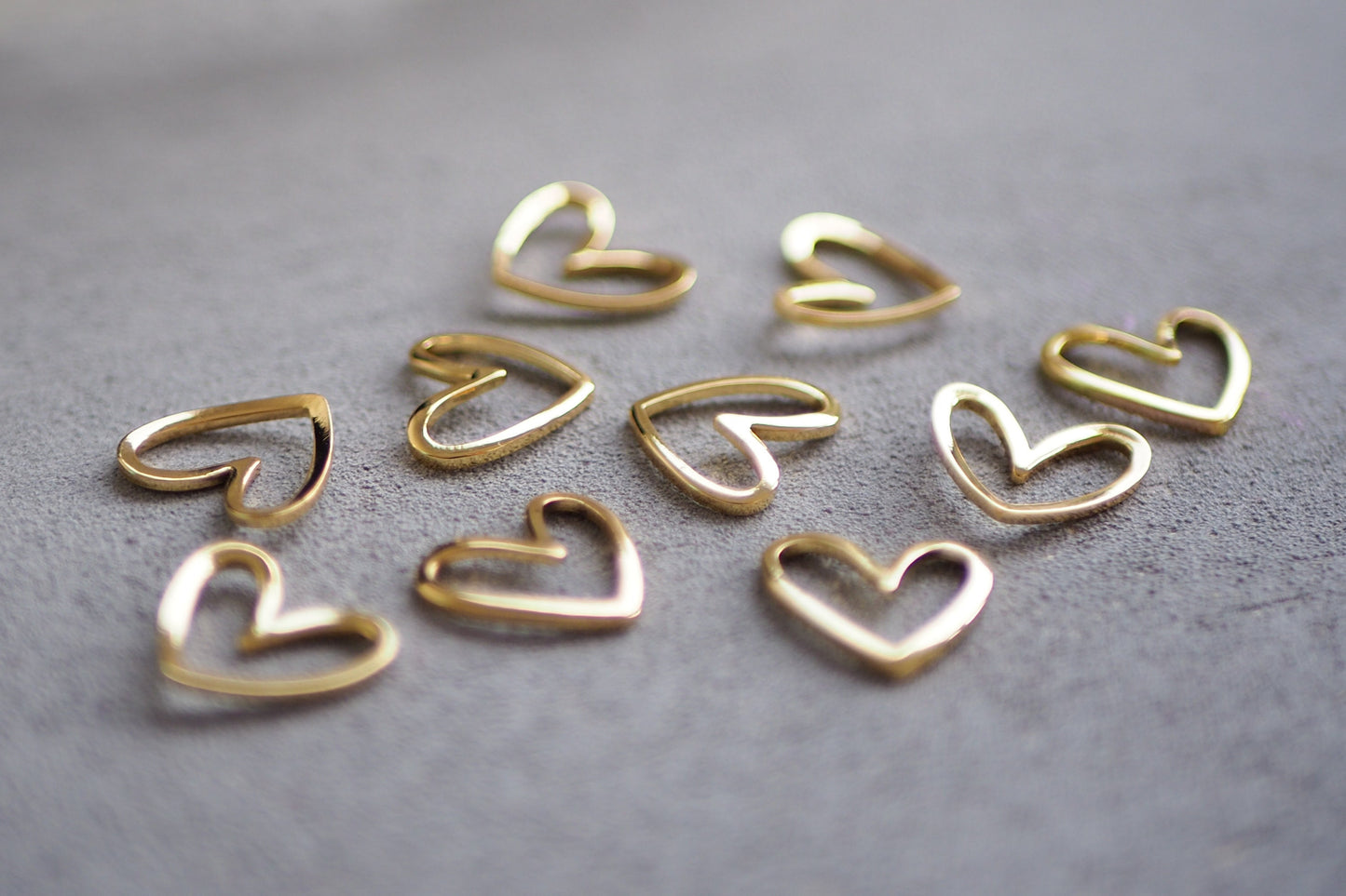 10 Herz Anhänger o. Verbinder 13mm, 18 Karat echt vergoldetes Messing oder Edelstahl, Schmuckzubehör, Verbinderinge