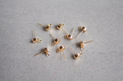 5 Paar Ohrstecker aus Messing, 18 Karat echt vergoldet, Gold Schmuck Ohrringe Schmuckzubehör