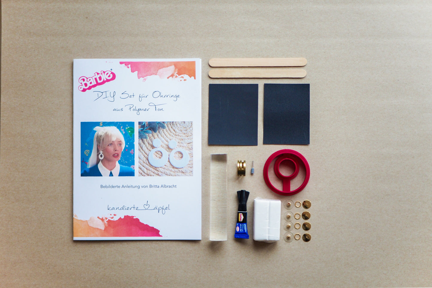 Barbie DIY Set: blaue Anker Ohrringe aus FIMO inkl. Anleitung in Deutsch, Navy Dunkelblau Marine, Schmuck aus Polymerton, Geschenk, Kit