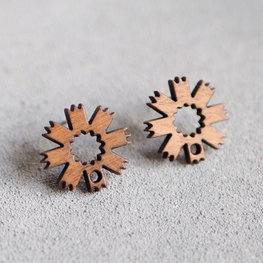 10x Holz Ohrstecker Blümenförmig, 17mm, Blumenform Blumen Blüte, Schmuckzubehör für DIY Schmuck, Walnuss Holz Ohrringe Ohrschmuck