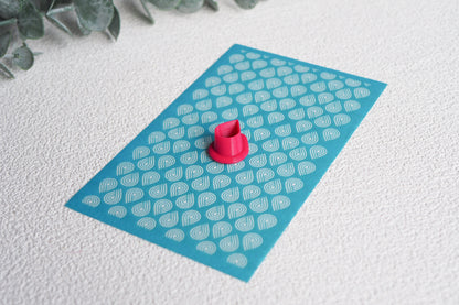 Silk Screen für Polymerton (FIMO) mit/ohne passendem Ausstecher, Siebdruck Schablone, 15 x 9cm, Werkzeug Schmuckherstellung mit Polymer Ton