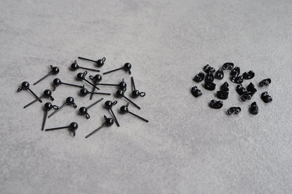 10 Paar Ohrstecker mit Kugel (3/4/5mm) aus Edelstahl o. Messing, Gold Silber Roségold Schwarz, echt vergoldet o. platiniert, Schmuckzubehör